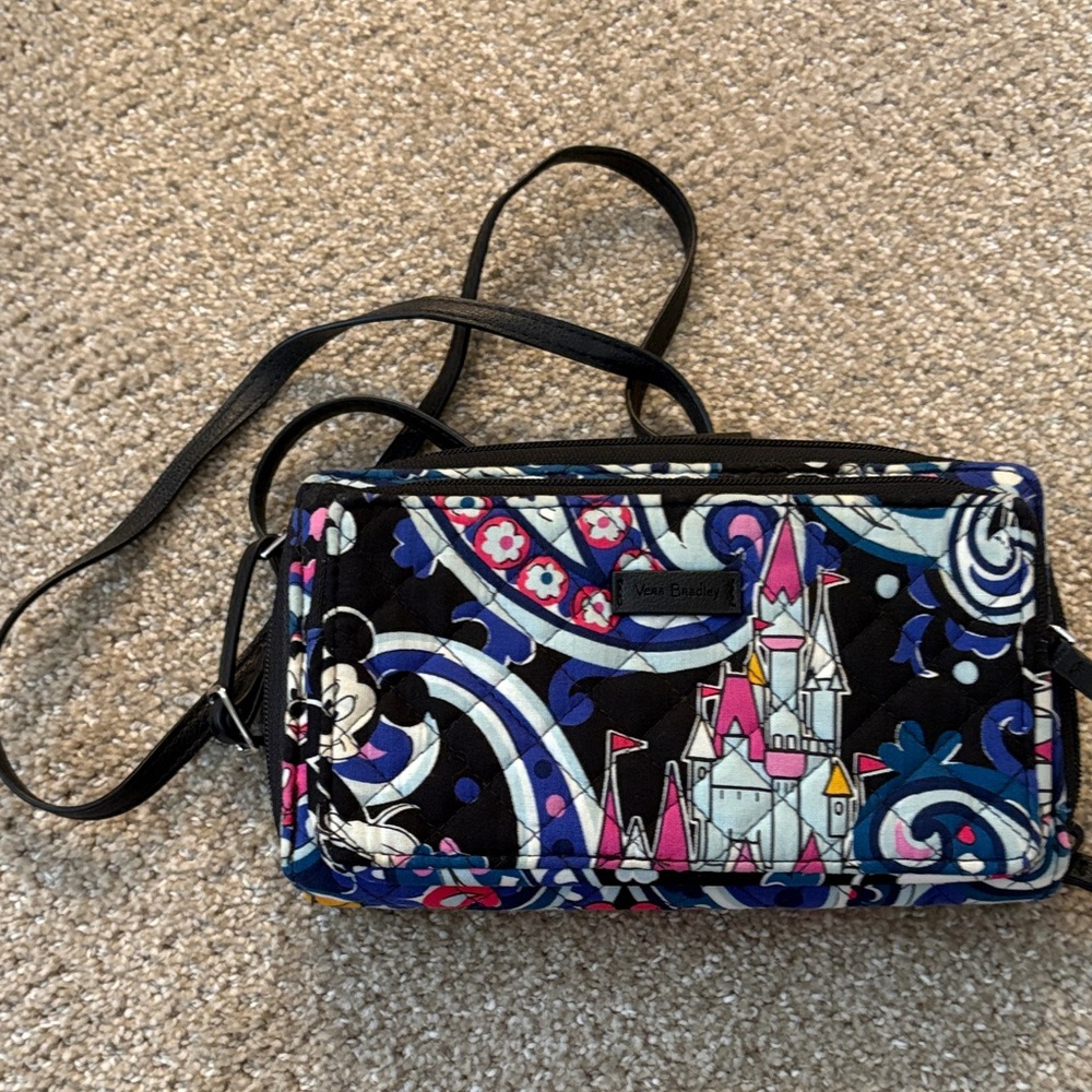 EUC Vera Bradley RFID All Together Crossbody Bag with Disney Castle Design
